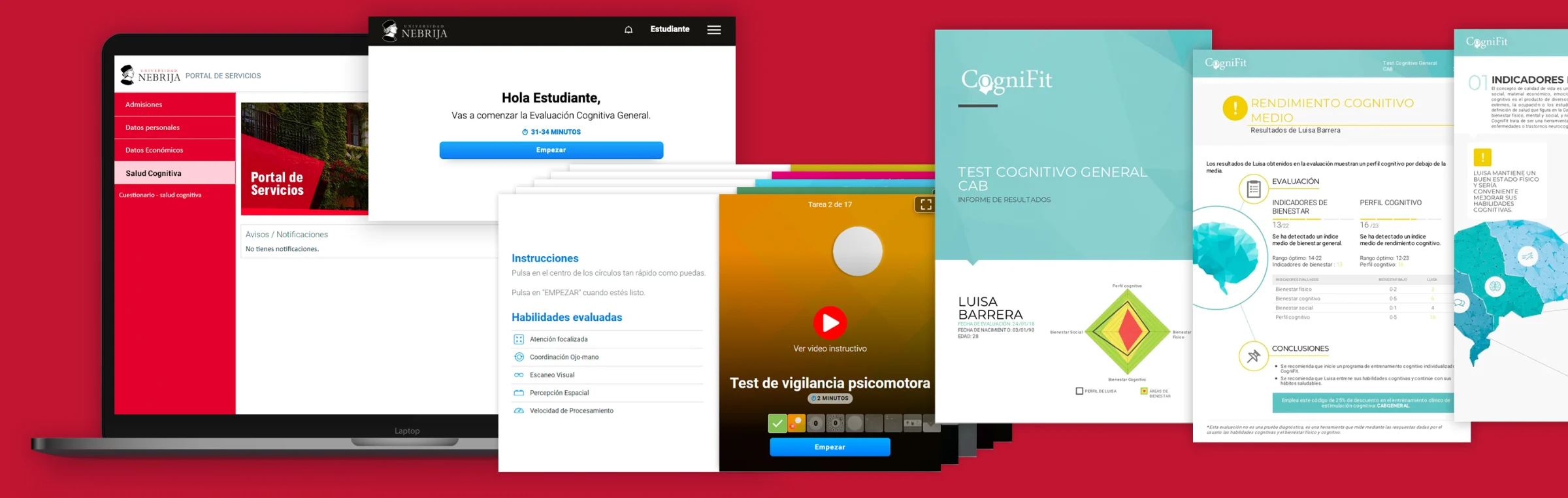 Nebrija University student portal with CogniFit