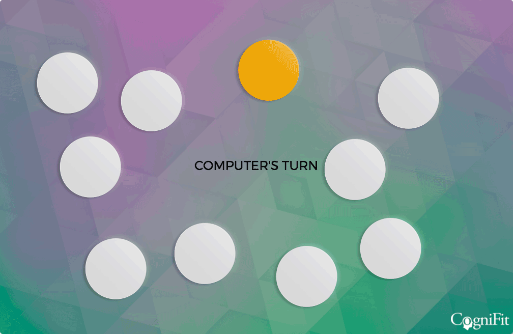 CAB-ADHD visual working memory task: the computer lights up a sequence of circles and the person repeats it in order