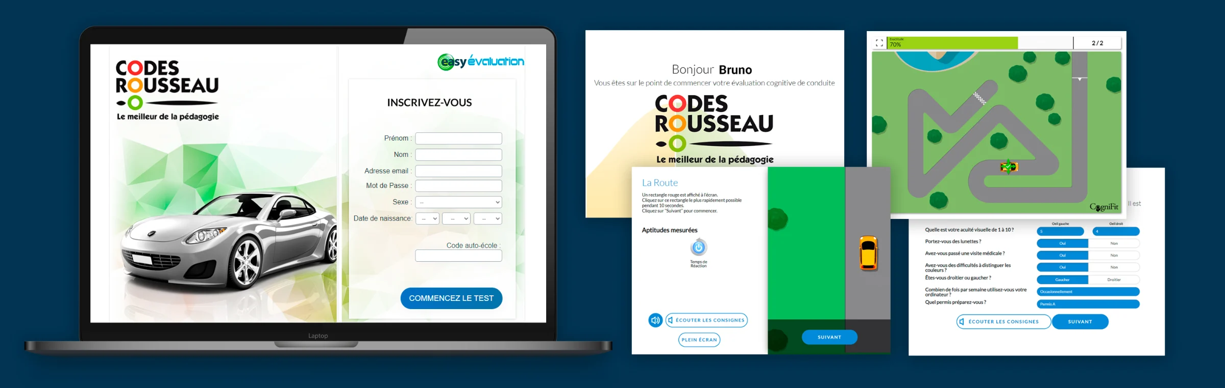 Codes Rousseau driving-school assessment built with CogniFit