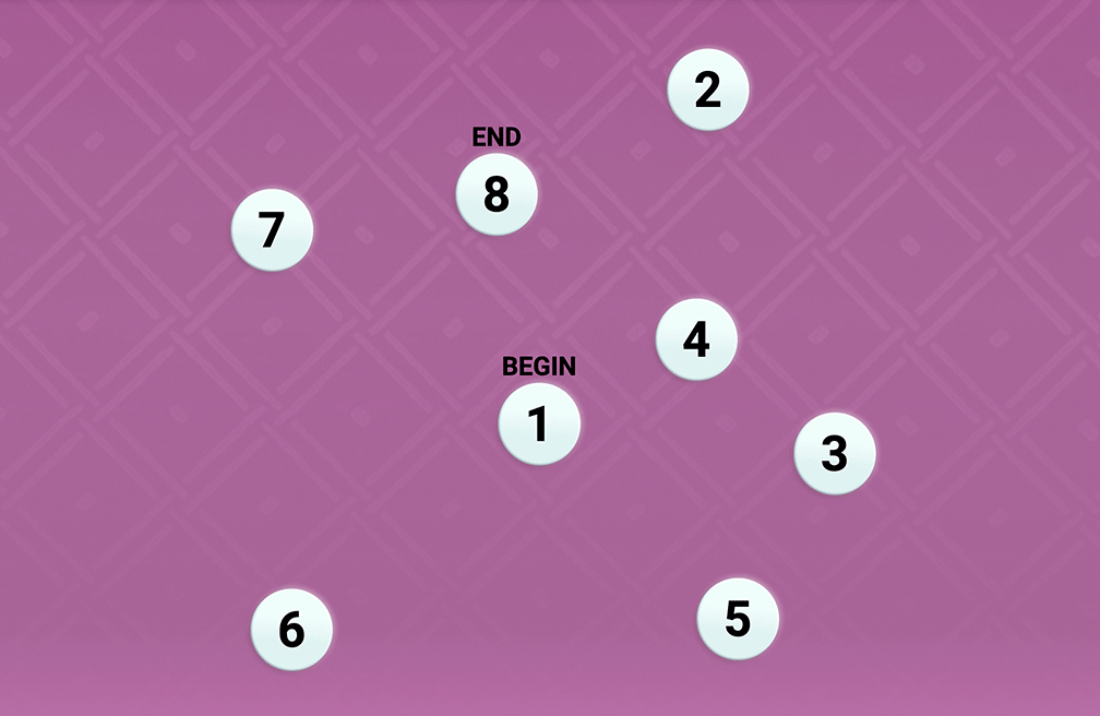 Trail making task: numbered circles to connect in order