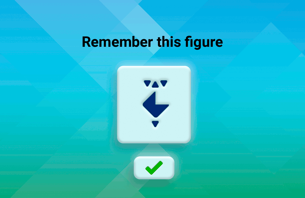Selective attention task: a figure to remember, then a field of similar figures to choose from