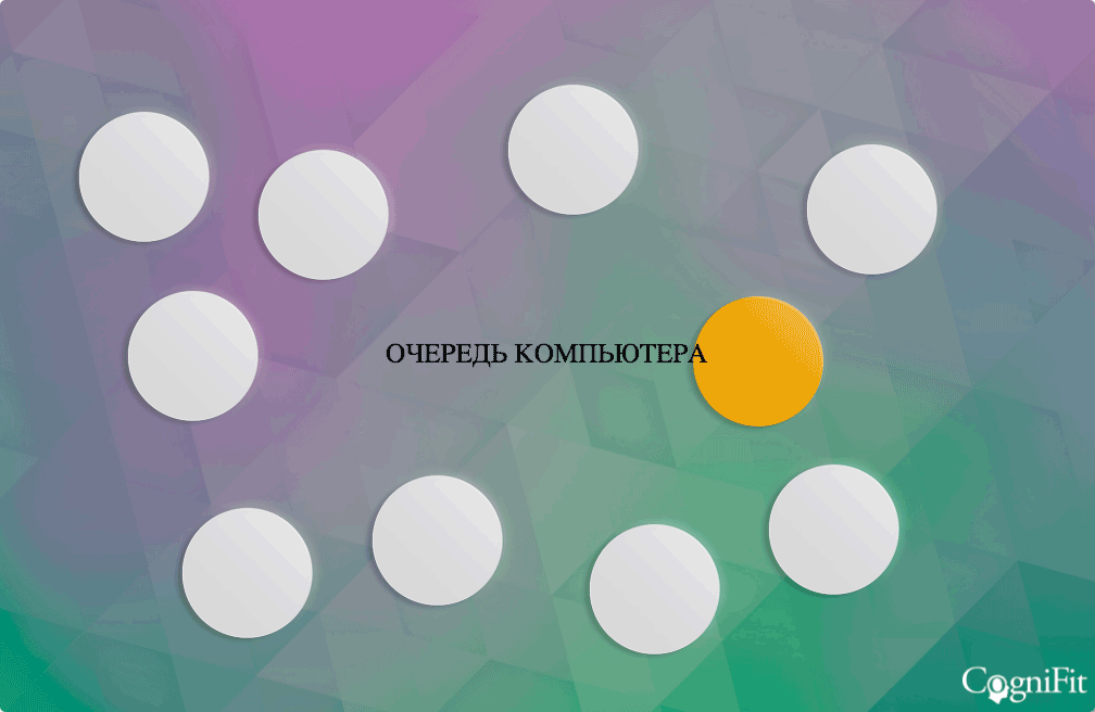 Задание CAB-ADHD на зрительную рабочую память: компьютер подсвечивает последовательность кругов, а человек повторяет её по порядку